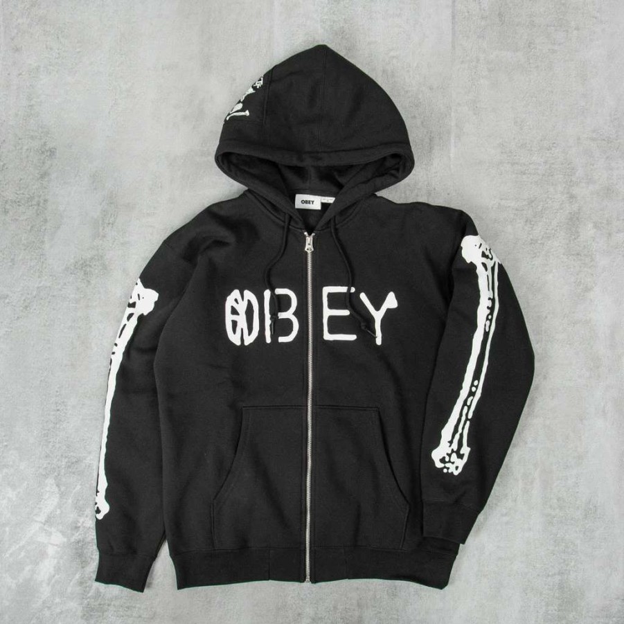 Sweats & Hoods * | Obey World Zip Hood Sweatshirt Black