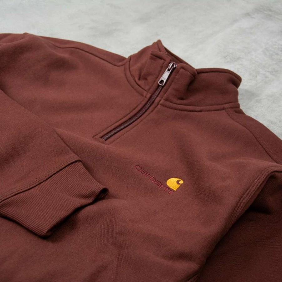 Sweats & Hoods * | Carhartt Wip Half Zip American Script Sweat Ale