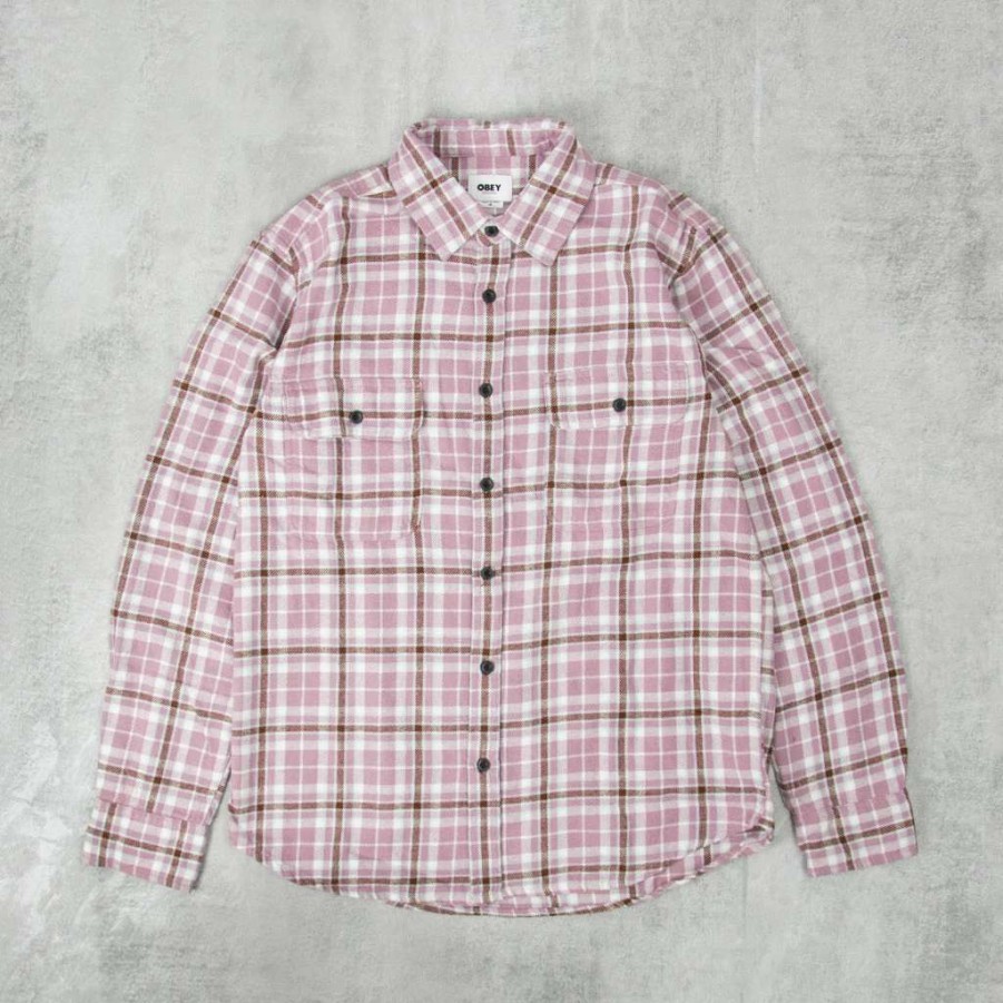 Shirts * | Obey Cole Woven Shirt Lilac Chalk Multi