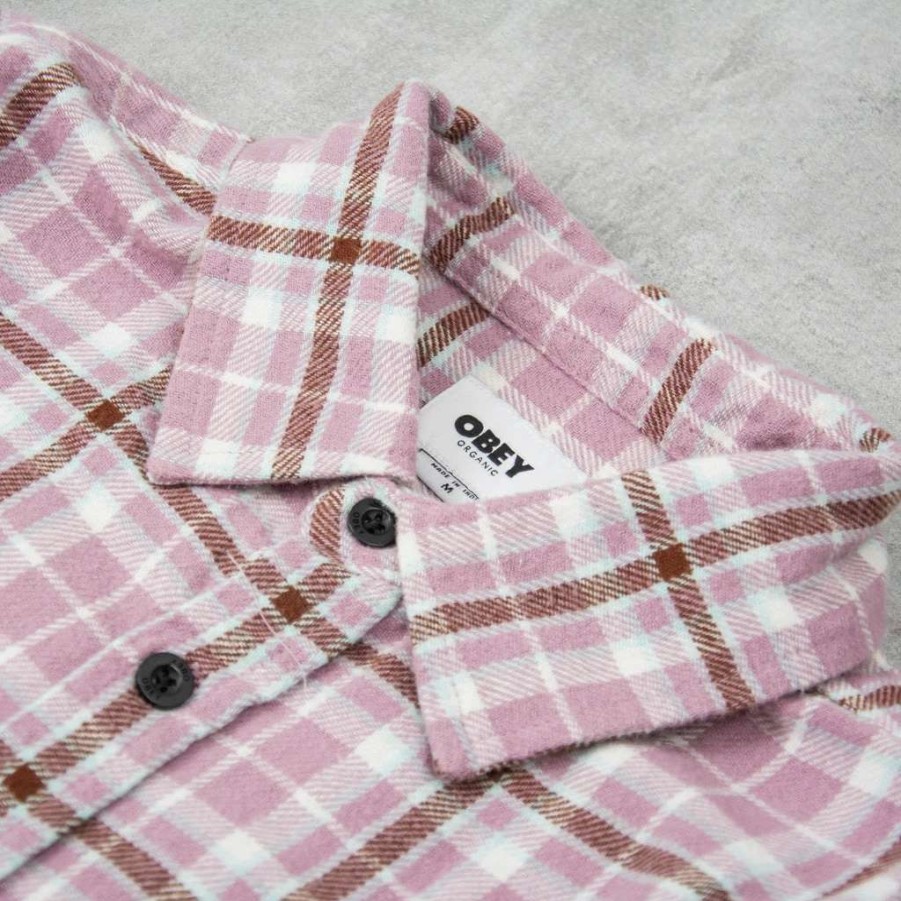 Shirts * | Obey Cole Woven Shirt Lilac Chalk Multi