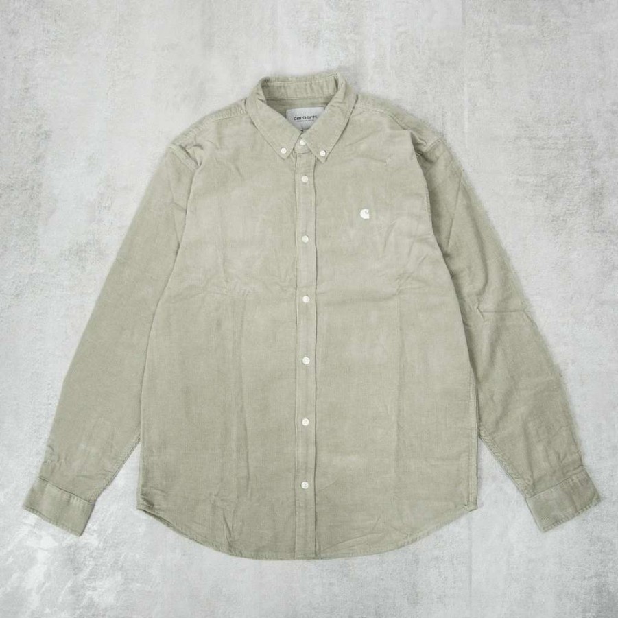 Shirts * | Carhartt Wip Madison Fine Cord L/S Shirt Yucca / White