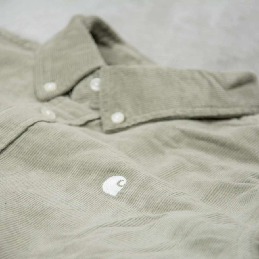 Shirts * | Carhartt Wip Madison Fine Cord L/S Shirt Yucca / White