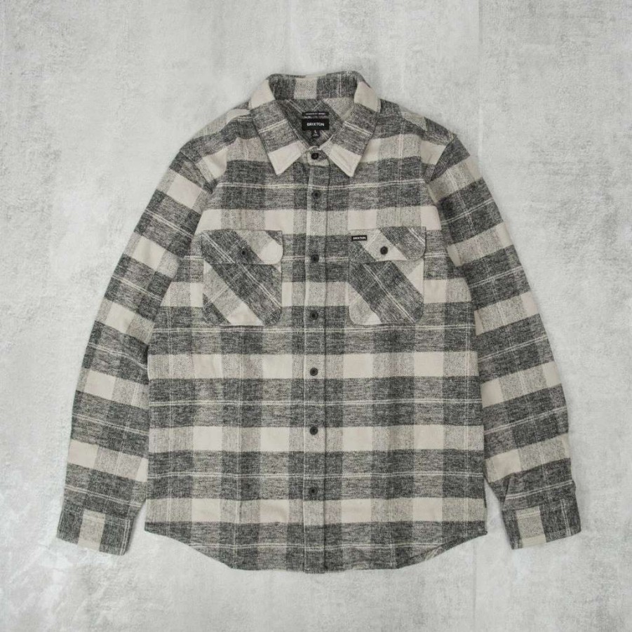 Shirts * | Brixton Bowery L/S Heavy Weight Flannel Shirt Black / Charcoal