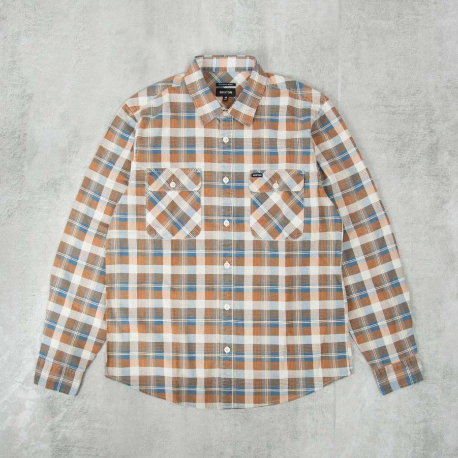 Shirts * | Brixton Bowery Summer Weight Shirt Blue / Orange