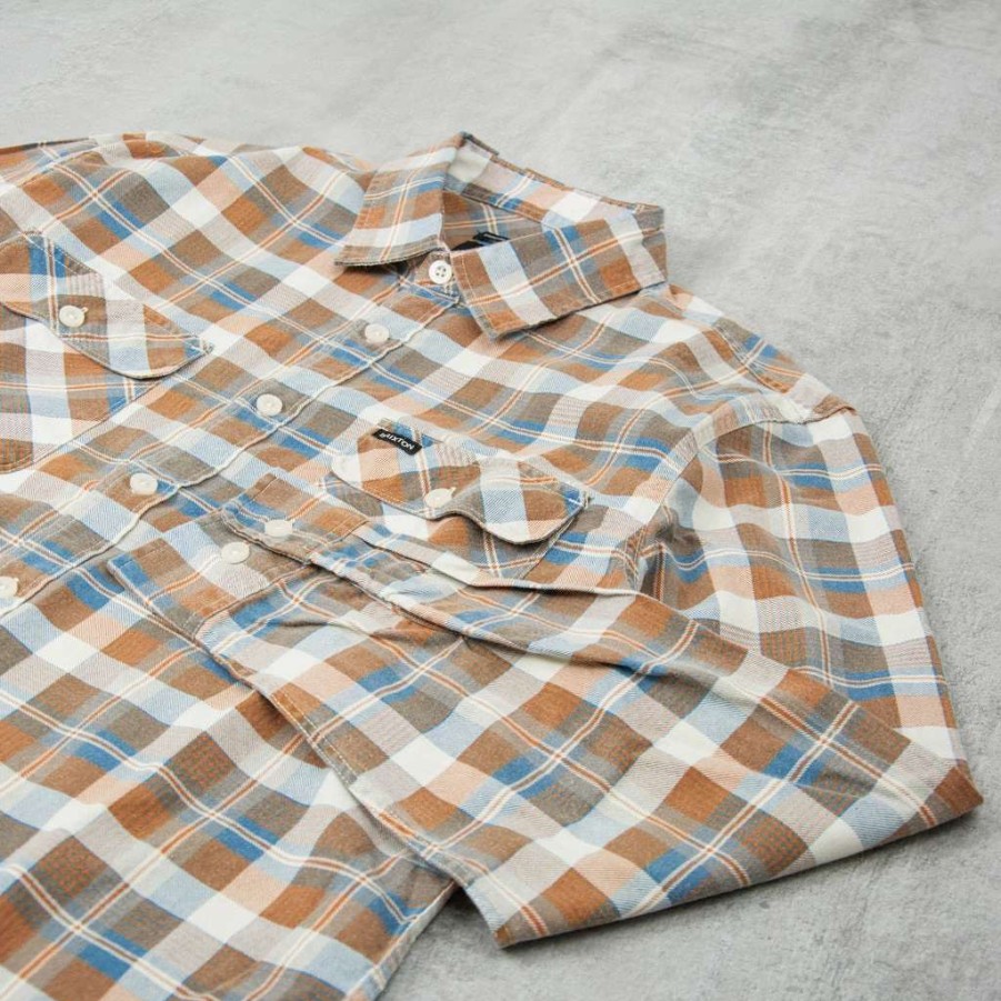 Shirts * | Brixton Bowery Summer Weight Shirt Blue / Orange