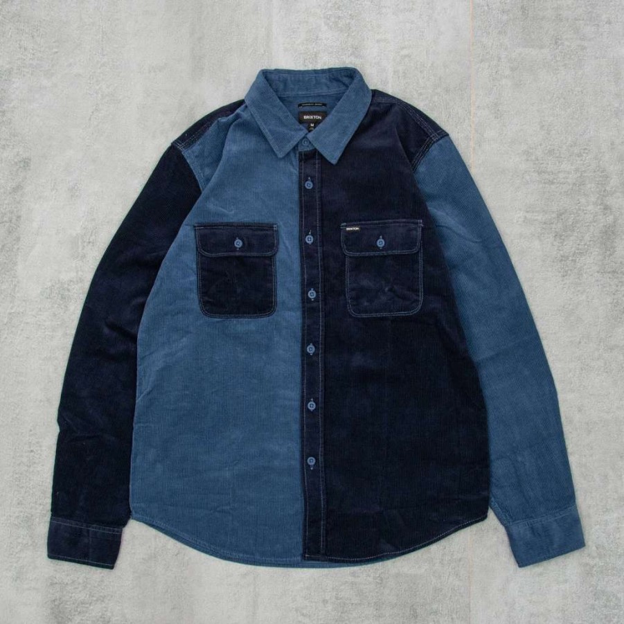 Shirts * | Brixton Bowery Corduroy L/S Flannel Shirt Joe Blue