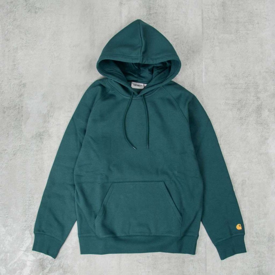 Sweats & Hoods * | Carhartt Wip Hooded Chase Sweatshirt Botanic / Gold