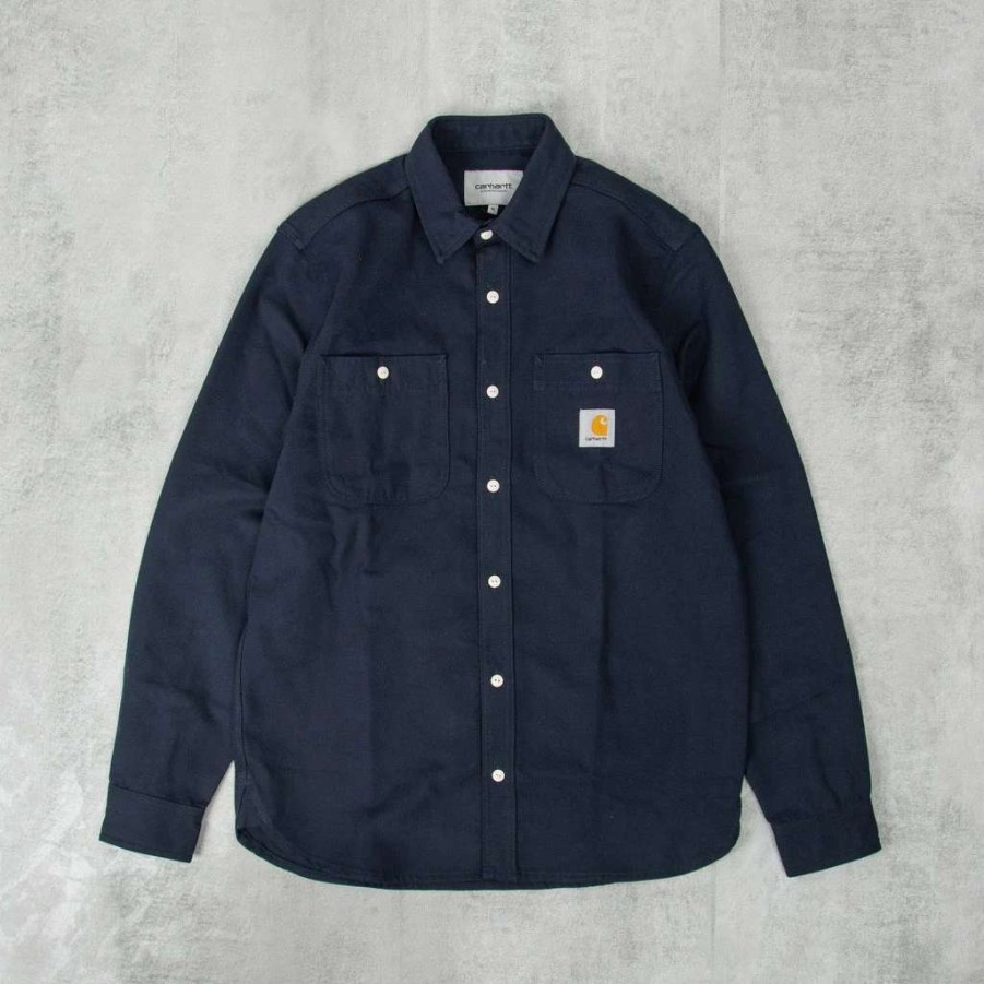 Shirts * | Carhartt Wip Clink L/S Shirt Dark Navy Rigid