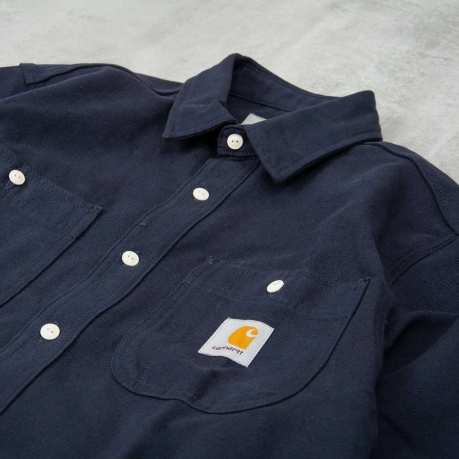 Shirts * | Carhartt Wip Clink L/S Shirt Dark Navy Rigid