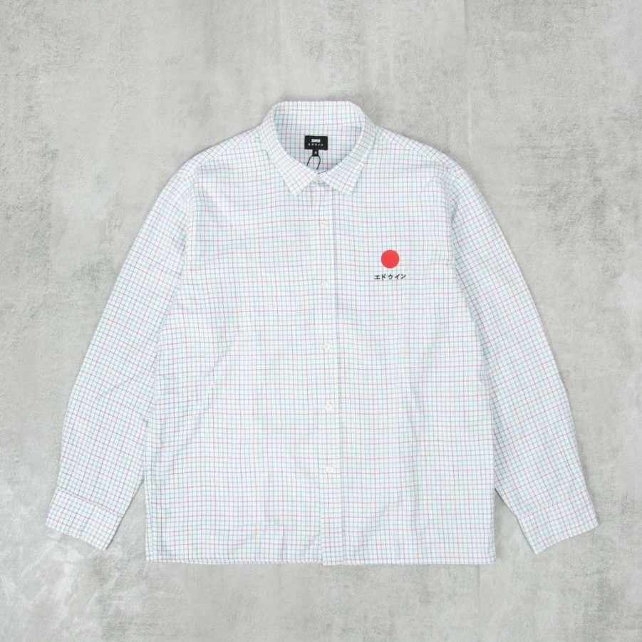 Shirts * | Edwin Red Dot L/S Shirt Azure Blue