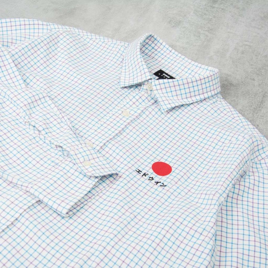 Shirts * | Edwin Red Dot L/S Shirt Azure Blue