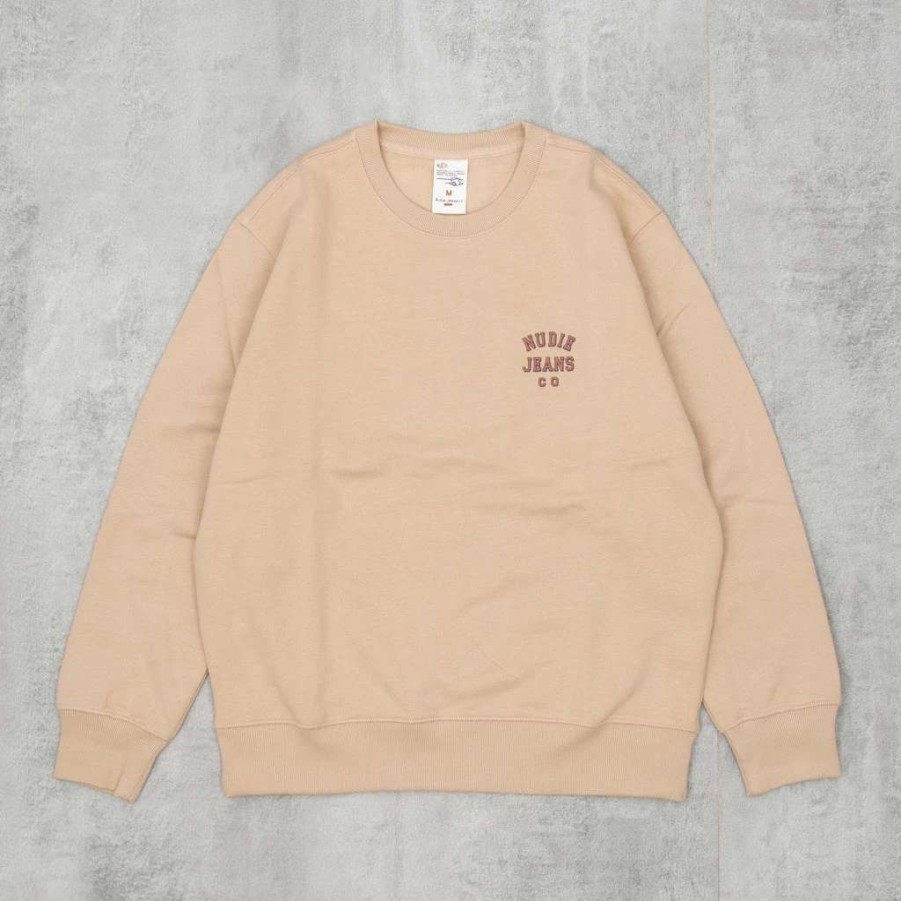 Sweats & Hoods * | Nudie Frasse Logo Sweatshirt Cream