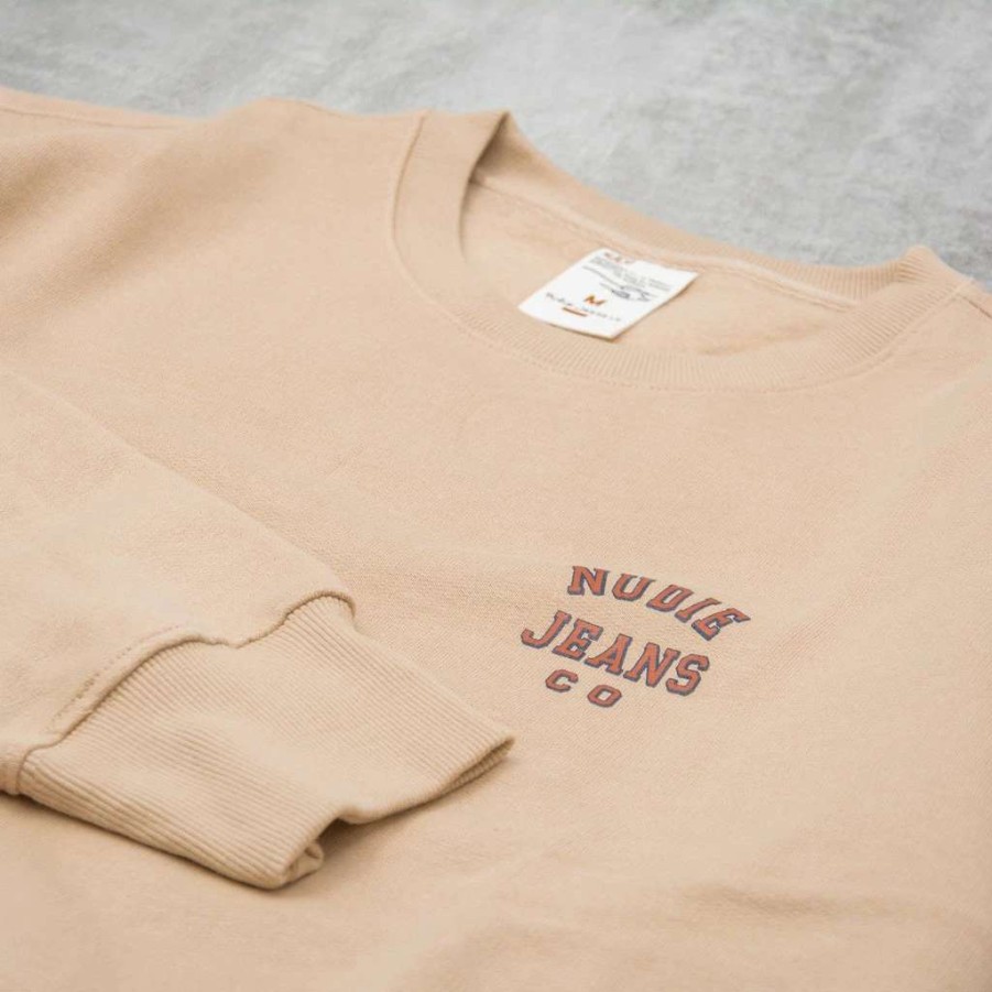 Sweats & Hoods * | Nudie Frasse Logo Sweatshirt Cream