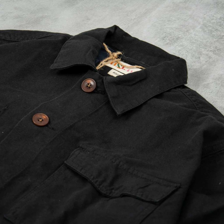 Shirts * | Uskees 3003 Button Single Pocket Shirt Black