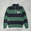 Sweats & Hoods * | By Parra Worked P Striped Haltl Zip Sweat Navy / Green