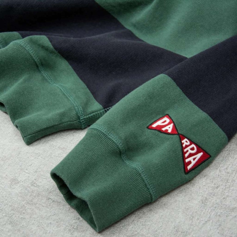 Sweats & Hoods * | By Parra Worked P Striped Haltl Zip Sweat Navy / Green