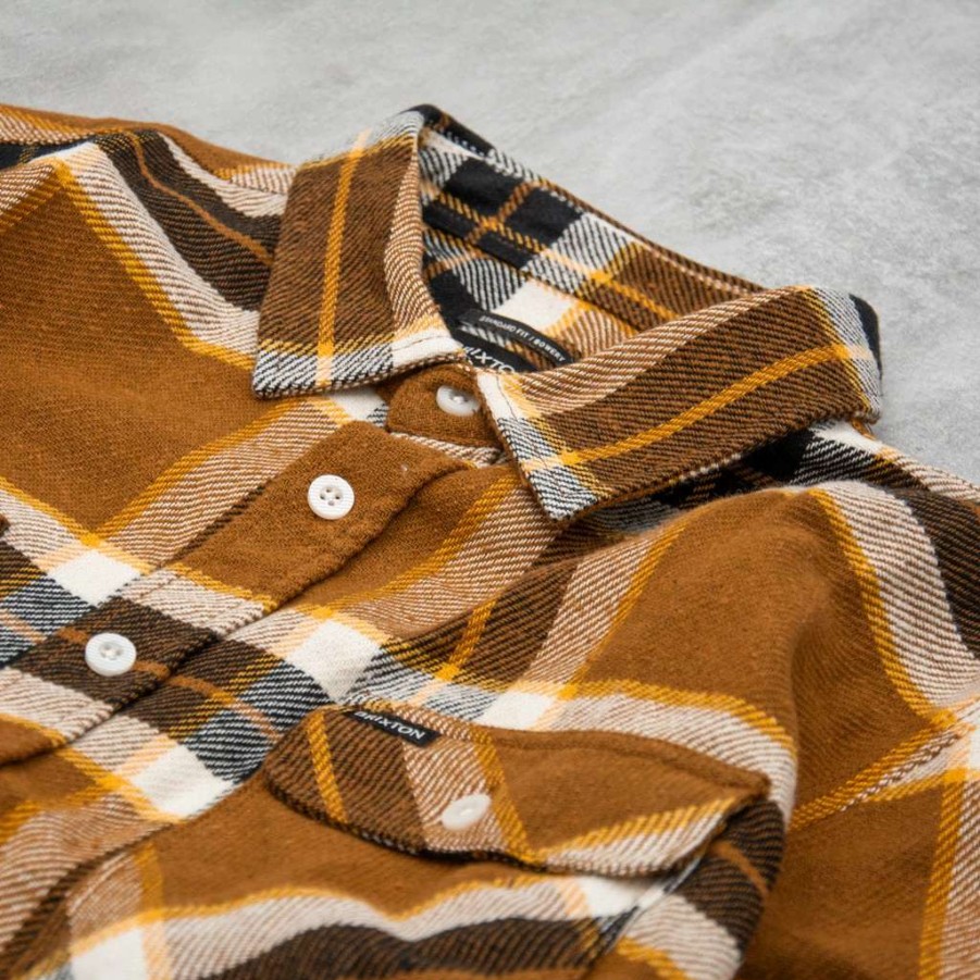 Shirts * | Brixton Bowery L/S Flannel Shirt Medal Bronze