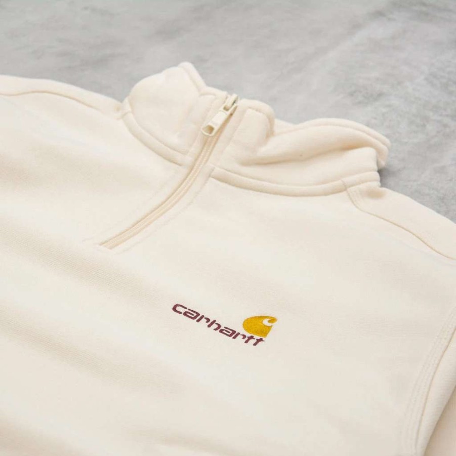 Sweats & Hoods * | Carhartt Wip Half Zip American Script Sweat Natural