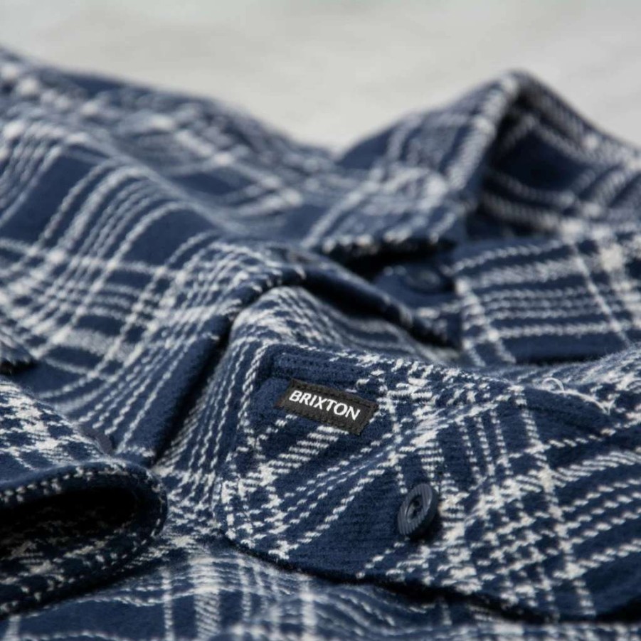 Shirts * | Brixton Bowery L/S Heavy Weight Flannel Shirt Navy / Grey