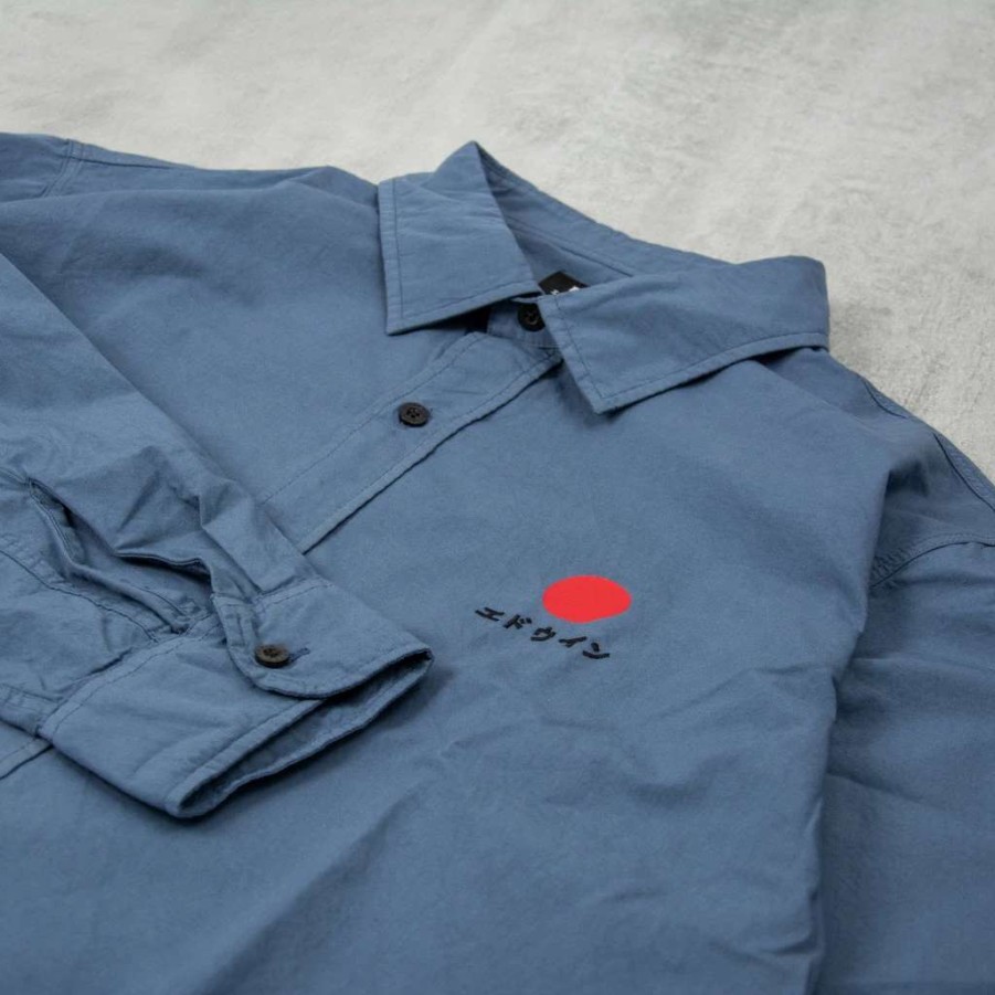 Shirts * | Edwin Red Dot Poplin Shirt Bering Sea