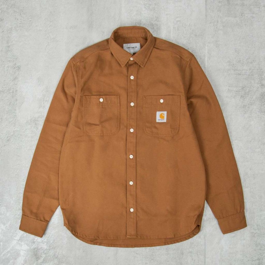 Shirts * | Carhartt Wip Clink L/S Shirt Hamilton Brown Rigid