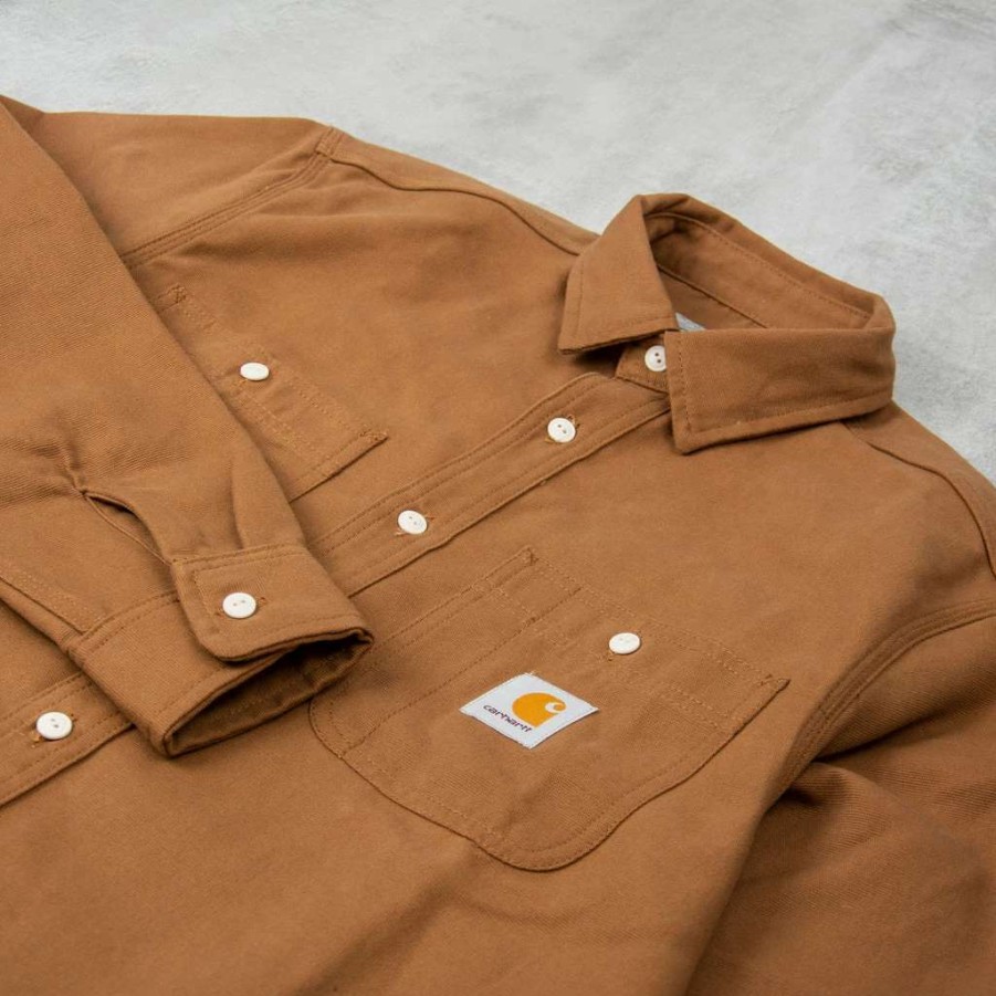 Shirts * | Carhartt Wip Clink L/S Shirt Hamilton Brown Rigid