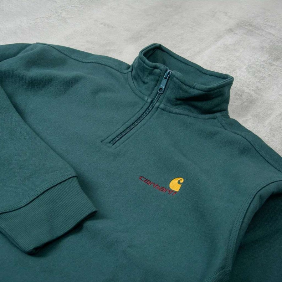 Sweats & Hoods * | Carhartt Wip Half Zip American Script Sweat Botanic