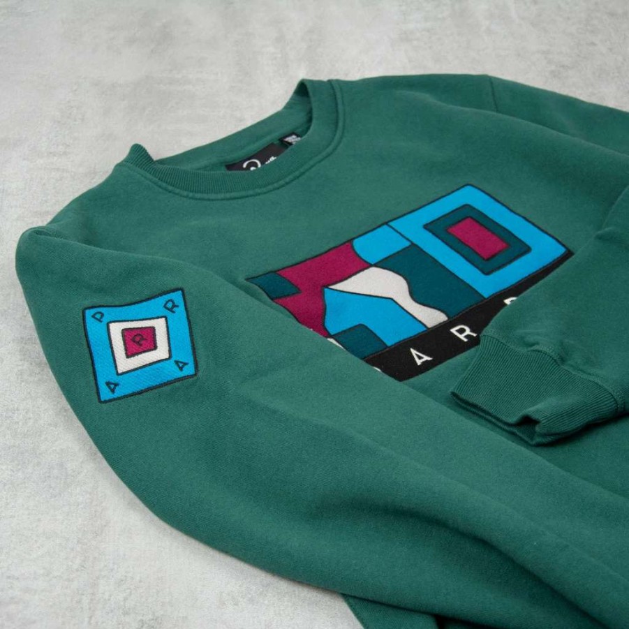 Sweats & Hoods * | By Parra Blockhaus Crew Sweatshirt Pine Green