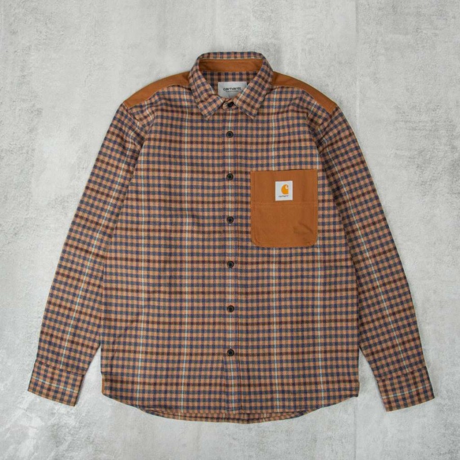 Shirts * | Carhartt Wip Asher Shirt Jasper / Hamilton Brown