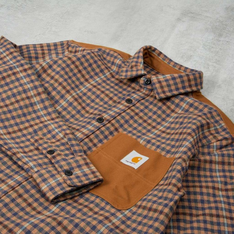 Shirts * | Carhartt Wip Asher Shirt Jasper / Hamilton Brown