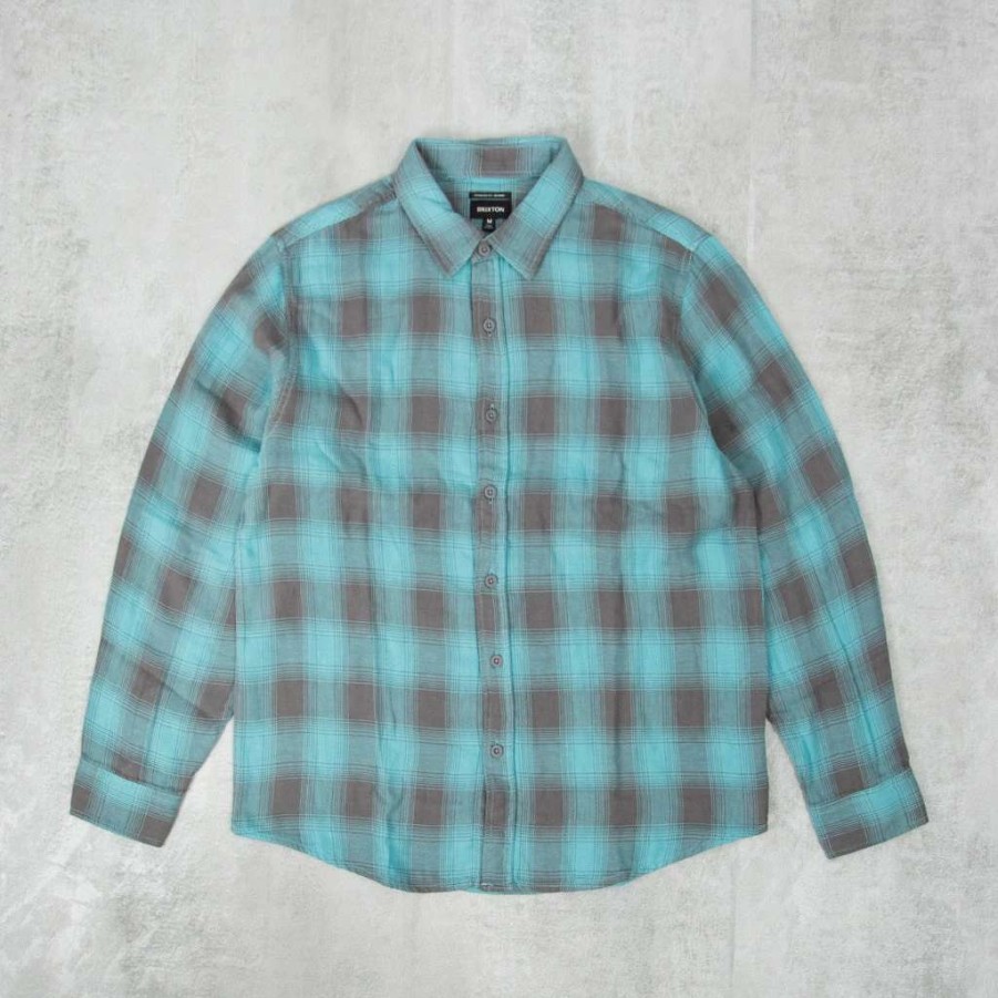 Shirts * | Brixton Bowery Summer Weight Shirt Teal / Pebble