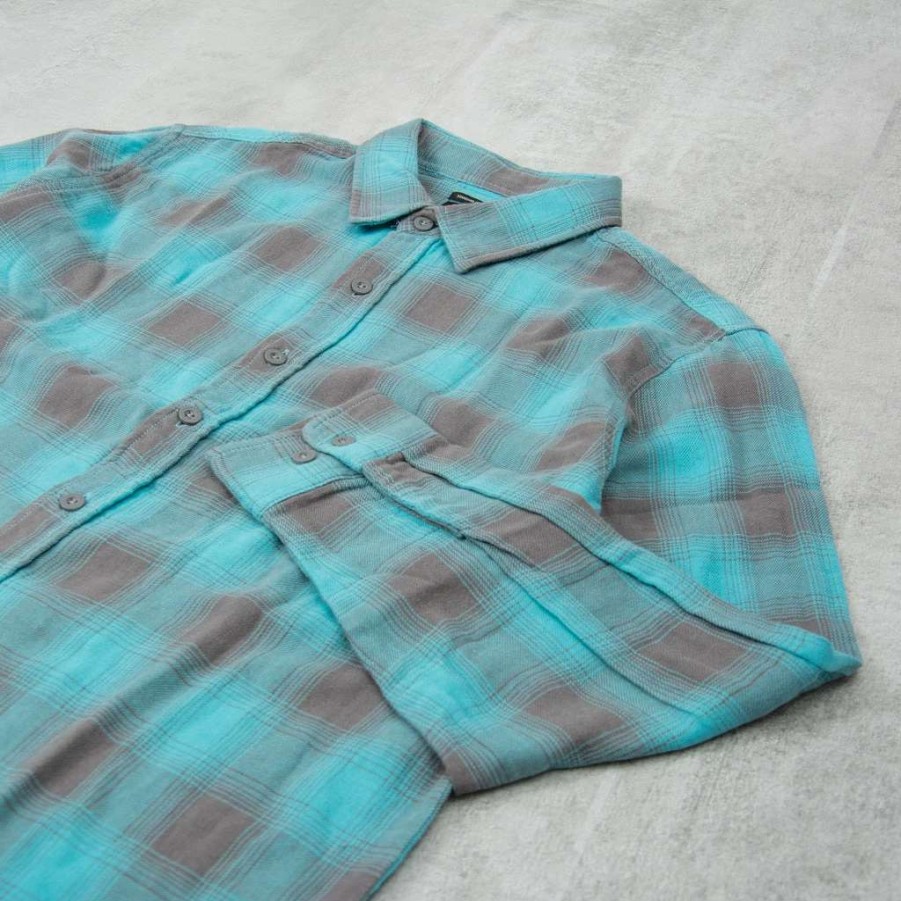 Shirts * | Brixton Bowery Summer Weight Shirt Teal / Pebble