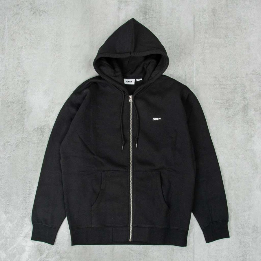 Sweats & Hoods * | Obey Established Works Bold Ziphood Black