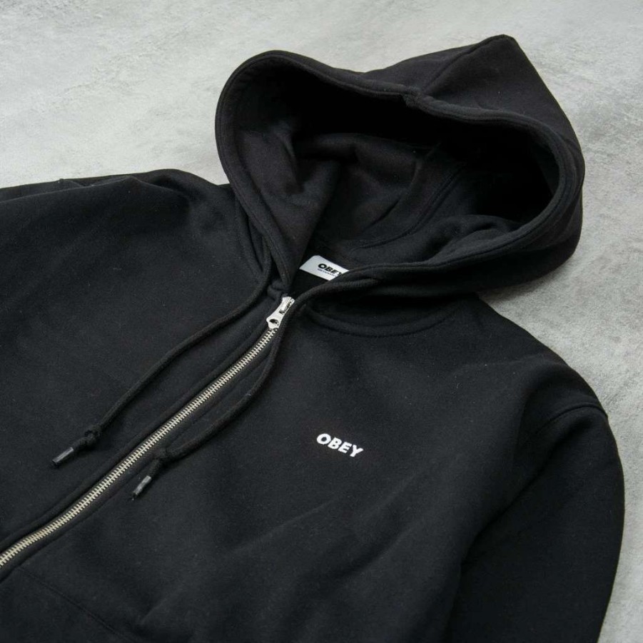 Sweats & Hoods * | Obey Established Works Bold Ziphood Black