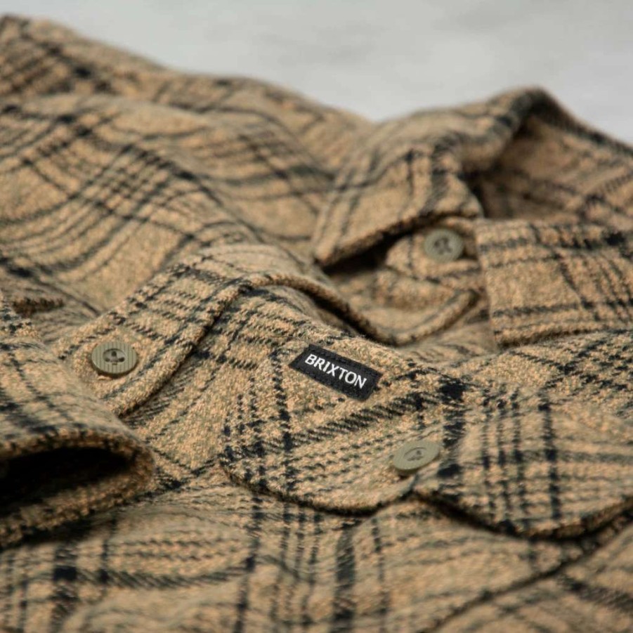 Shirts * | Brixton Bowery L/S Heavy Weight Flannel Shirt Olive / Black