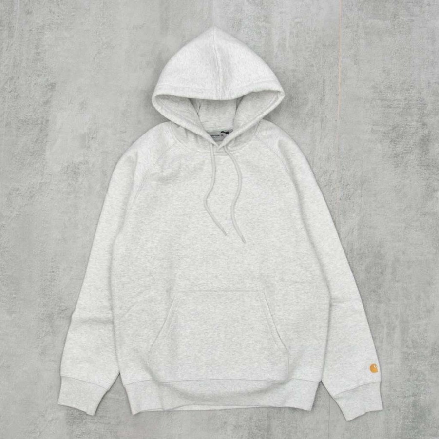 Sweats & Hoods * | Carhartt Wip Hooded Chase Sweatshirt Ash Heather / Gold