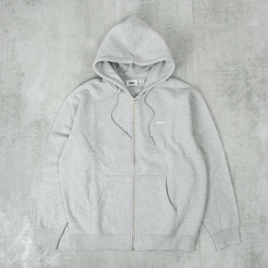 Sweats & Hoods * | Obey Established Works Bold Ziphood Ash Grey