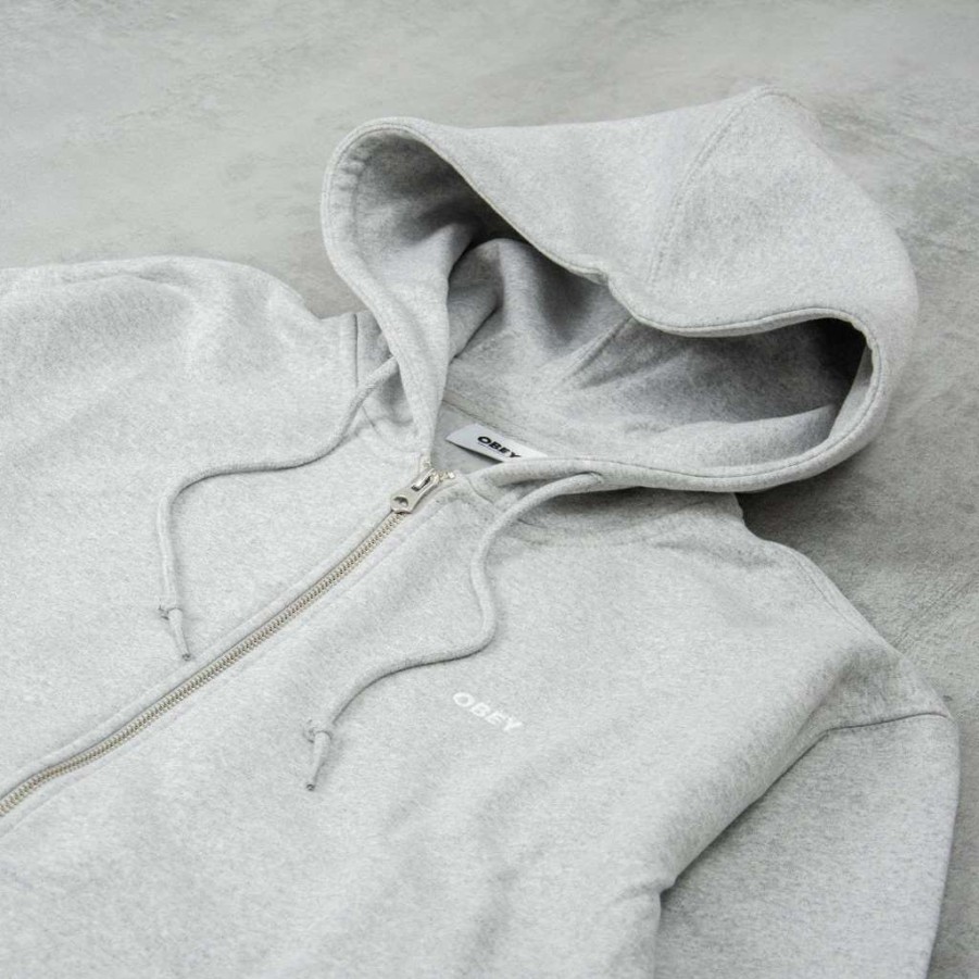 Sweats & Hoods * | Obey Established Works Bold Ziphood Ash Grey