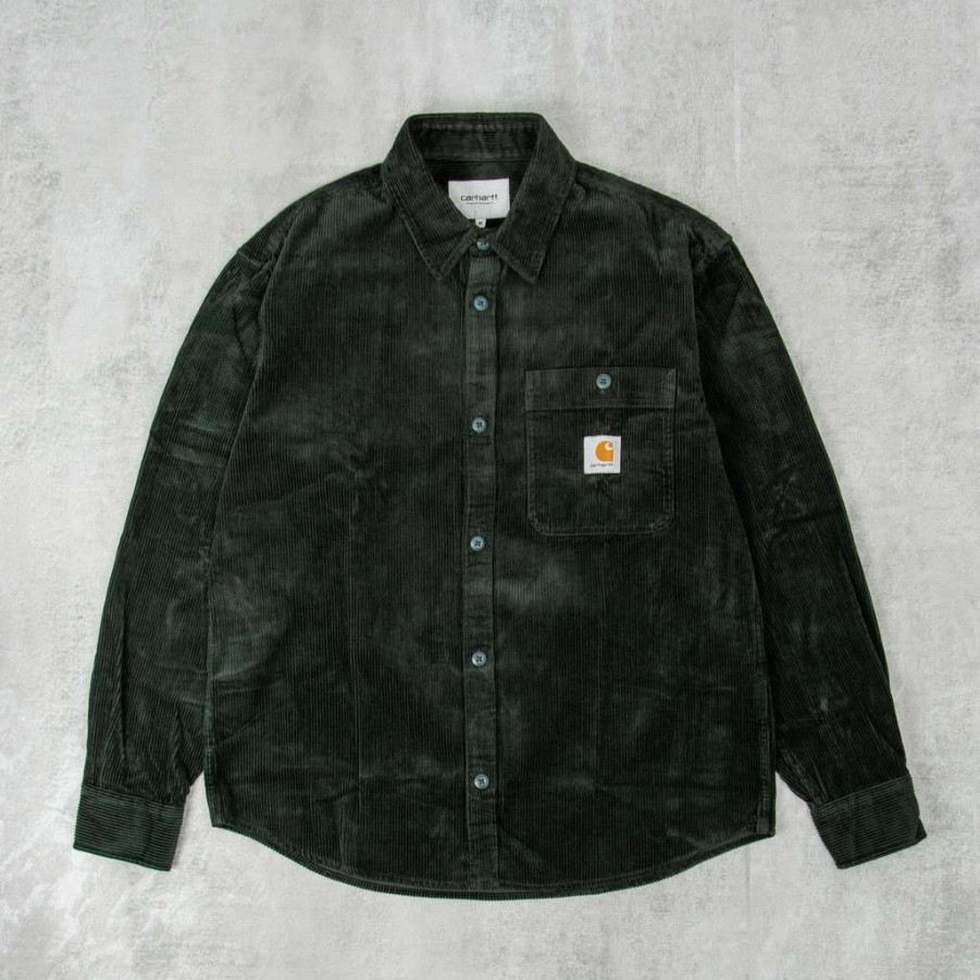 Shirts * | Carhartt Wip Flint Cord L/S Shirt Dark Cedar Rinsed