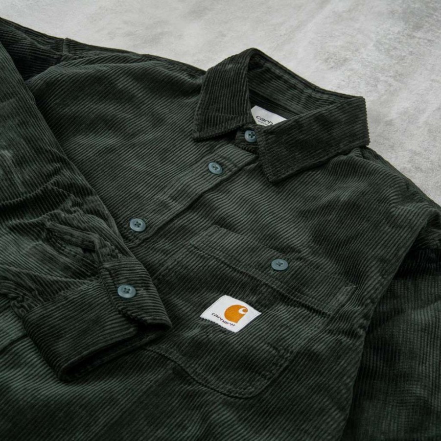 Shirts * | Carhartt Wip Flint Cord L/S Shirt Dark Cedar Rinsed