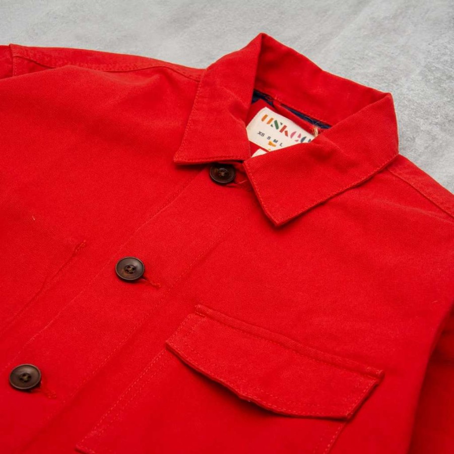 Shirts * | Uskees 3003 Button Single Pocket Shirt Bright Red