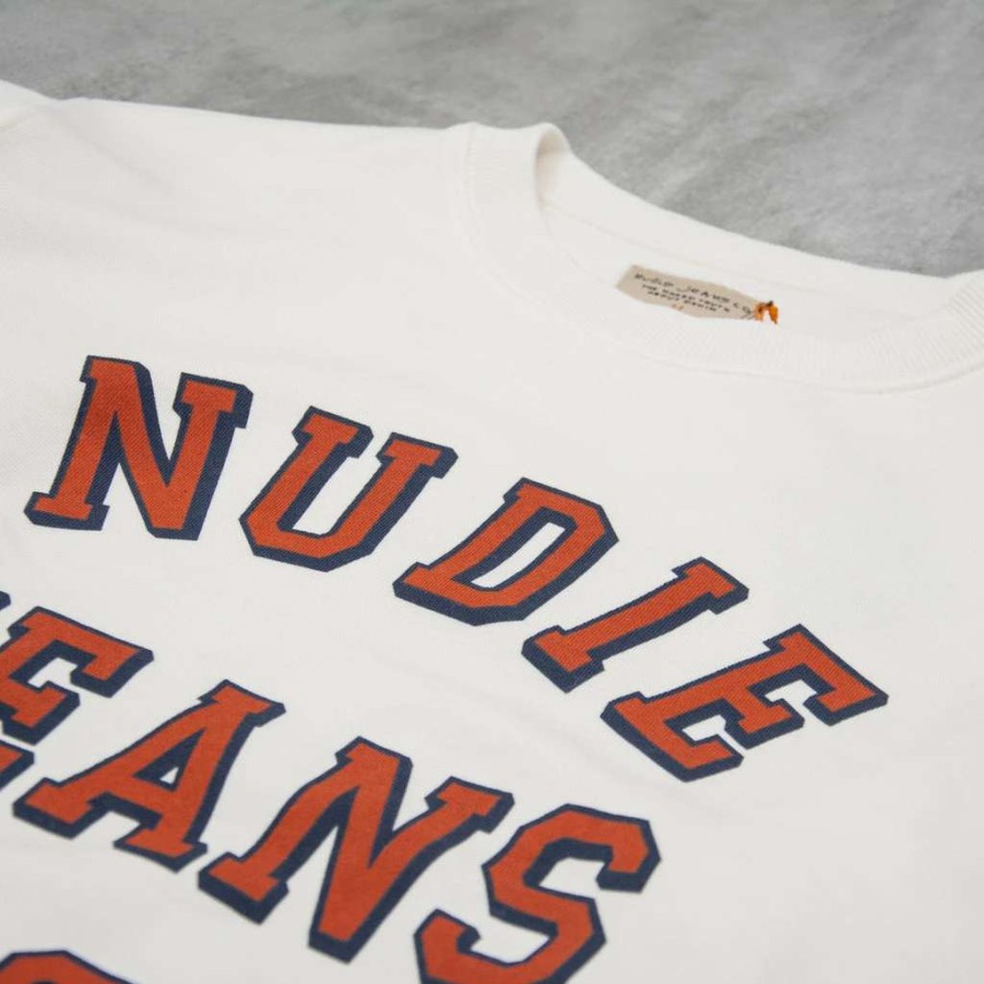 Sweats & Hoods * | Nudie Lasse Nudie Jeans Co Sweatshirt Chalk White