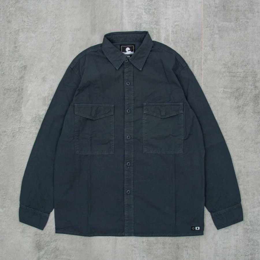 Shirts * | Edwin Big Shirt Rip Stop French Navy