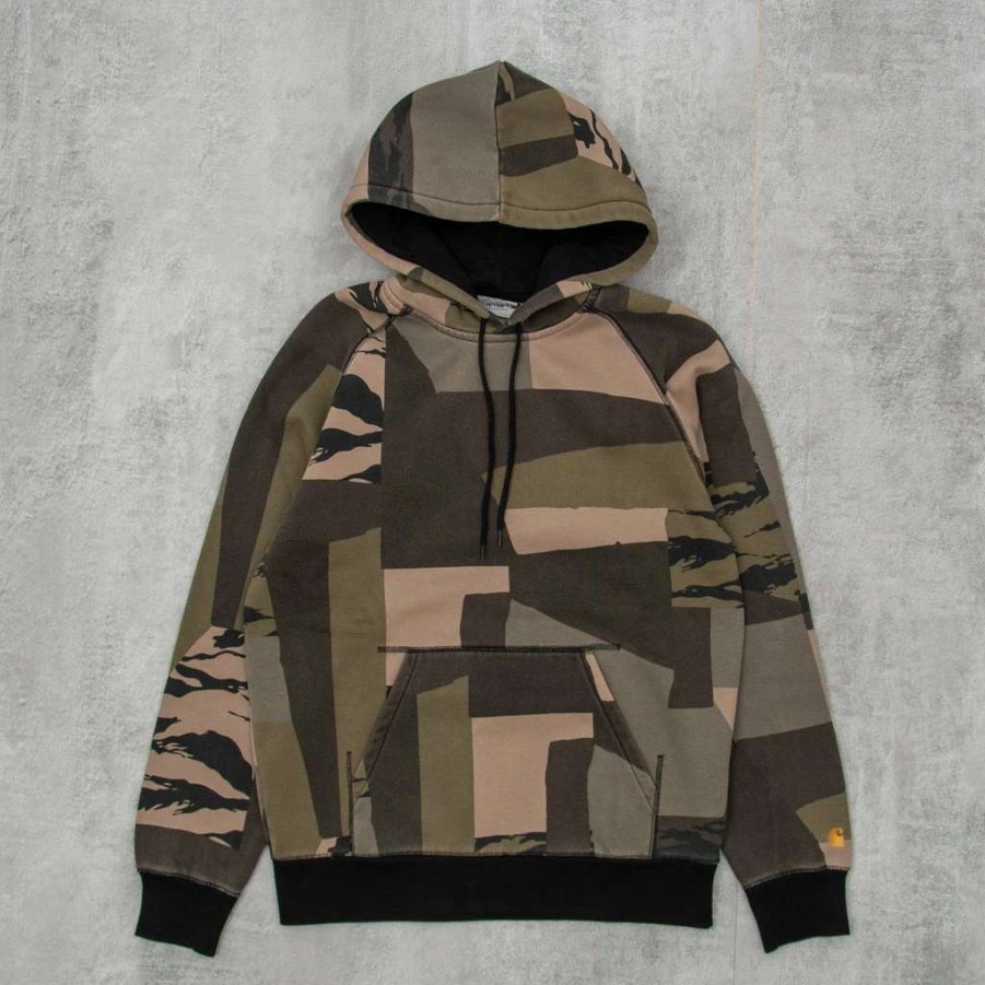 Sweats & Hoods * | Carhartt Wip Hooded Chase Sweatshirt Camo Mend / Gold