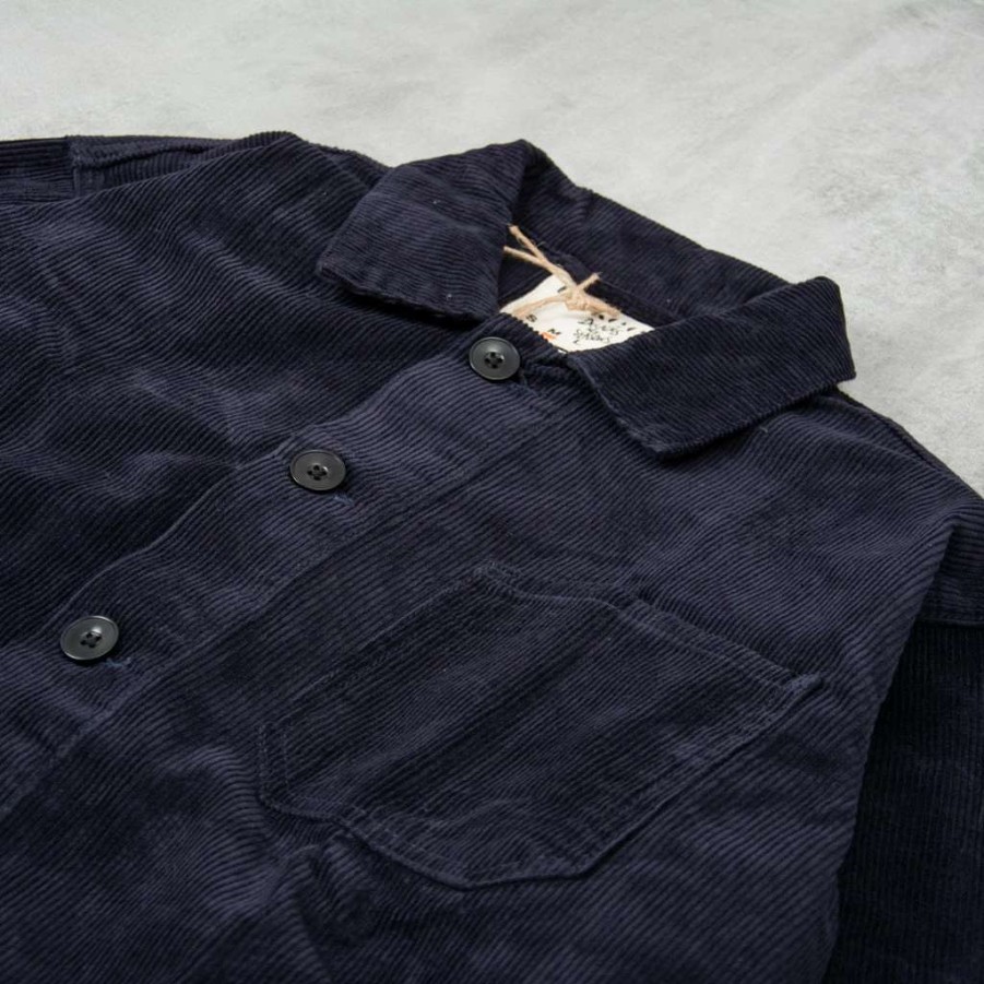 Shirts * | Uskees 3001 Button Corduroy Overshirt Midnight Blue