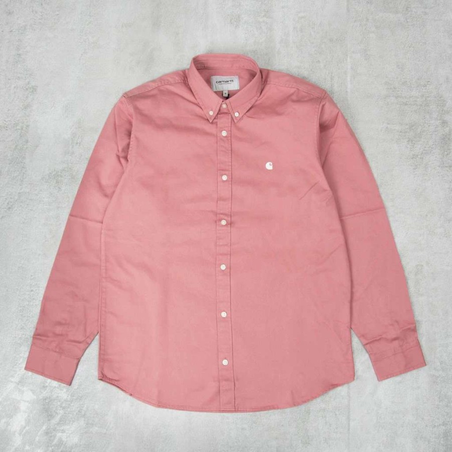 Shirts * | Carhartt Wip Madison L/S Shirt Dahlia / White